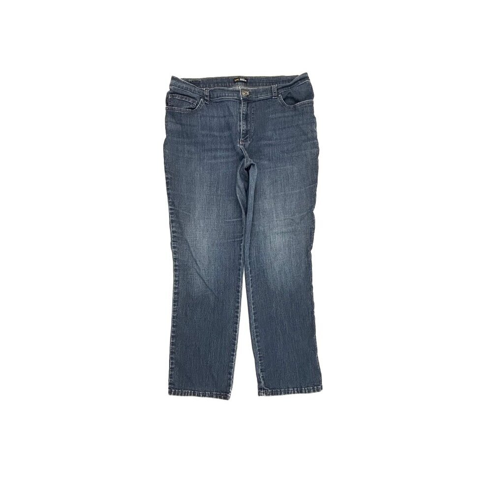 Lee Relaxed Fit Straight Leg Women's size 14P Dark Wash Blue Denim Jeans